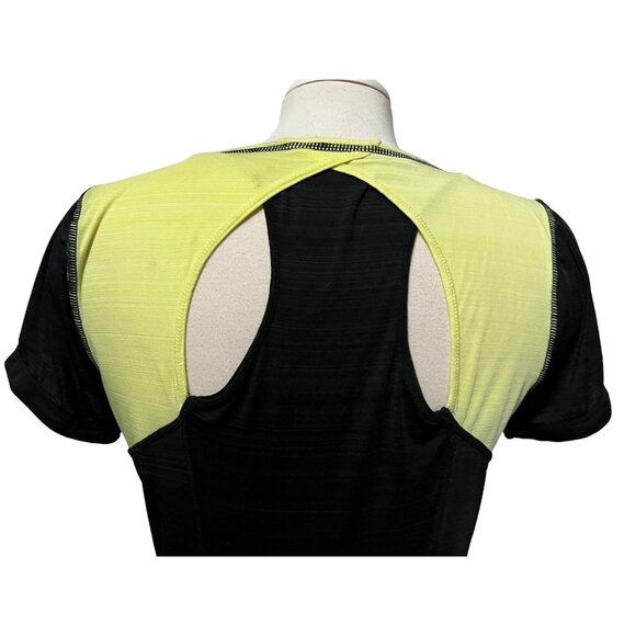 Reebok Black Short Sleeve Racerback Active Shirt Sz Large Womens Black & Yellow - Picture 13 of 14